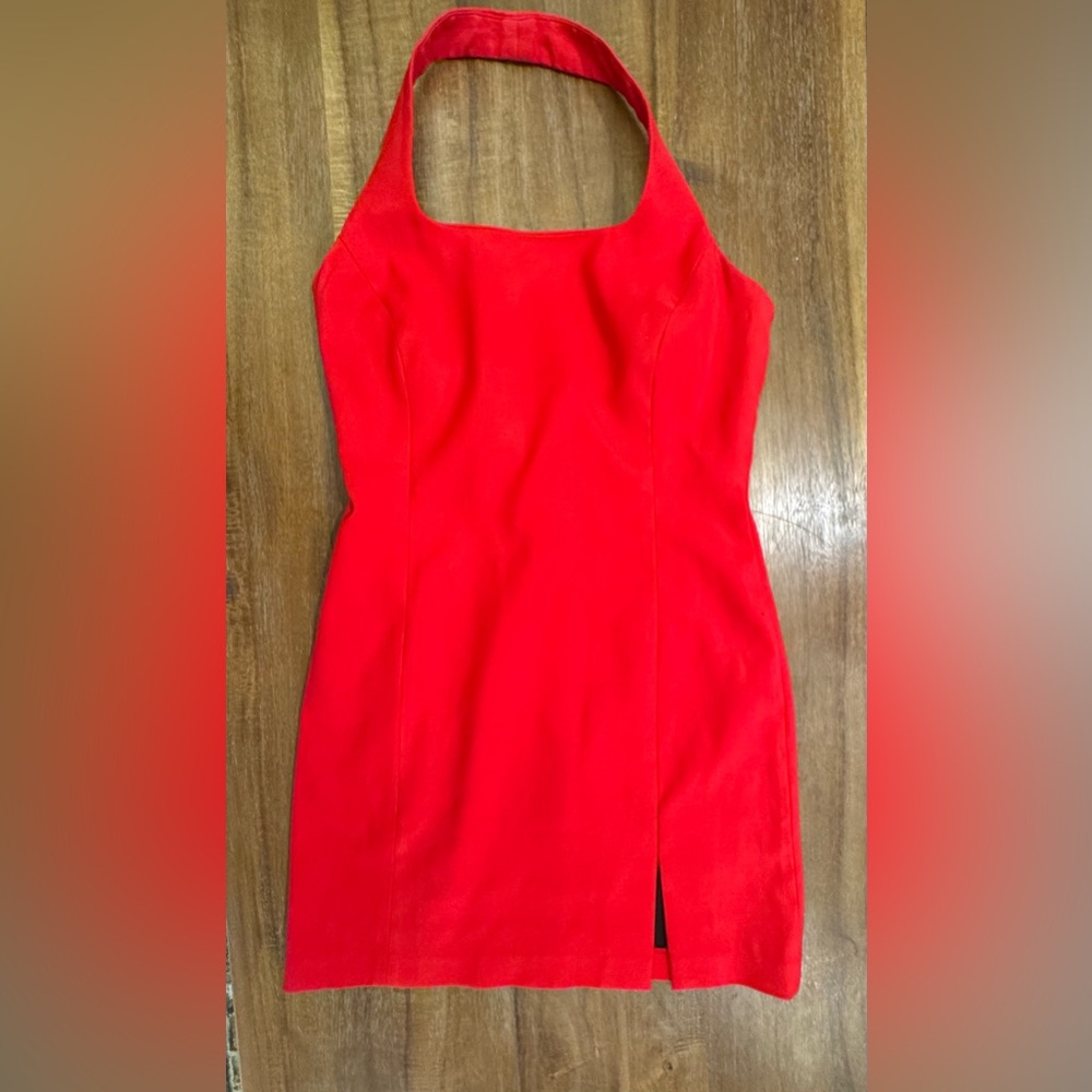 Vintage 1995 Sexy Cache’ Red Mini Halter Dress Size S - Picture 4 of 10